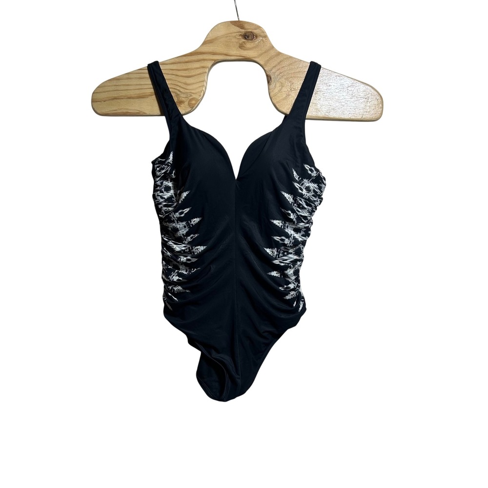Miraclesuit Black One-Piece Swimsuit with White Side Accents